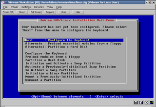Installation menu, from the beginning