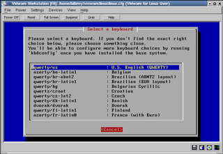 Selecting the keyboard (keymap)
