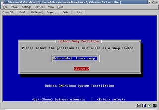 Select a swap partition