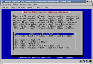 Menu: Initialize a Linux Partition
