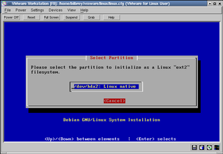 Select partition to initialize